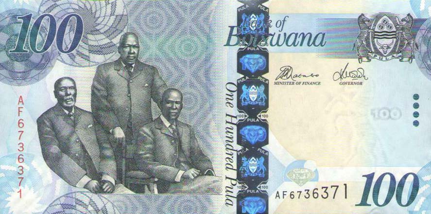 Front of Botswana p33c: 100 Pula from 2012