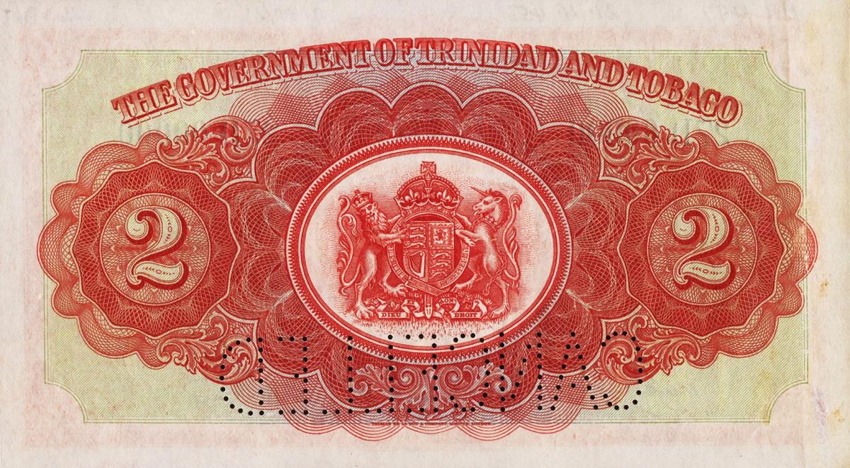 Back of Trinidad and Tobago p8s: 2 Dollars from 1942