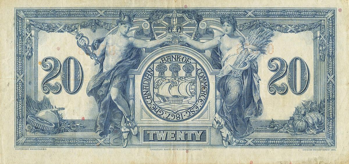 Back of Trinidad and Tobago pS117a: 20 Dollars from 1939