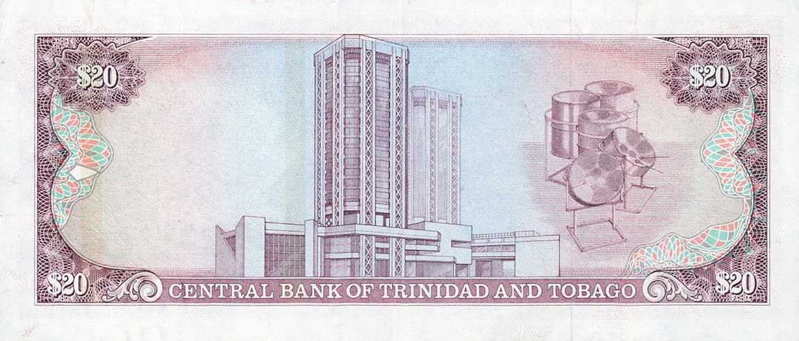 Back of Trinidad and Tobago p39a: 20 Dollars from 1985