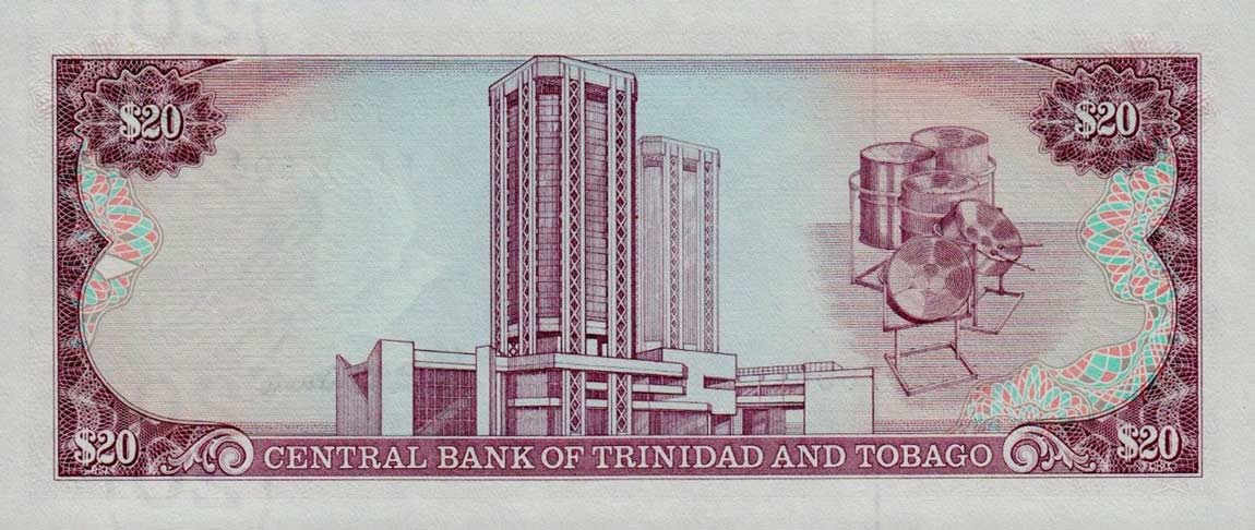 Back of Trinidad and Tobago p39d: 20 Dollars from 1985