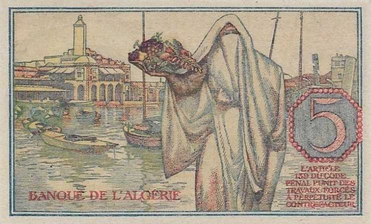 Back of Tunisia p16: 5 Francs from 1944