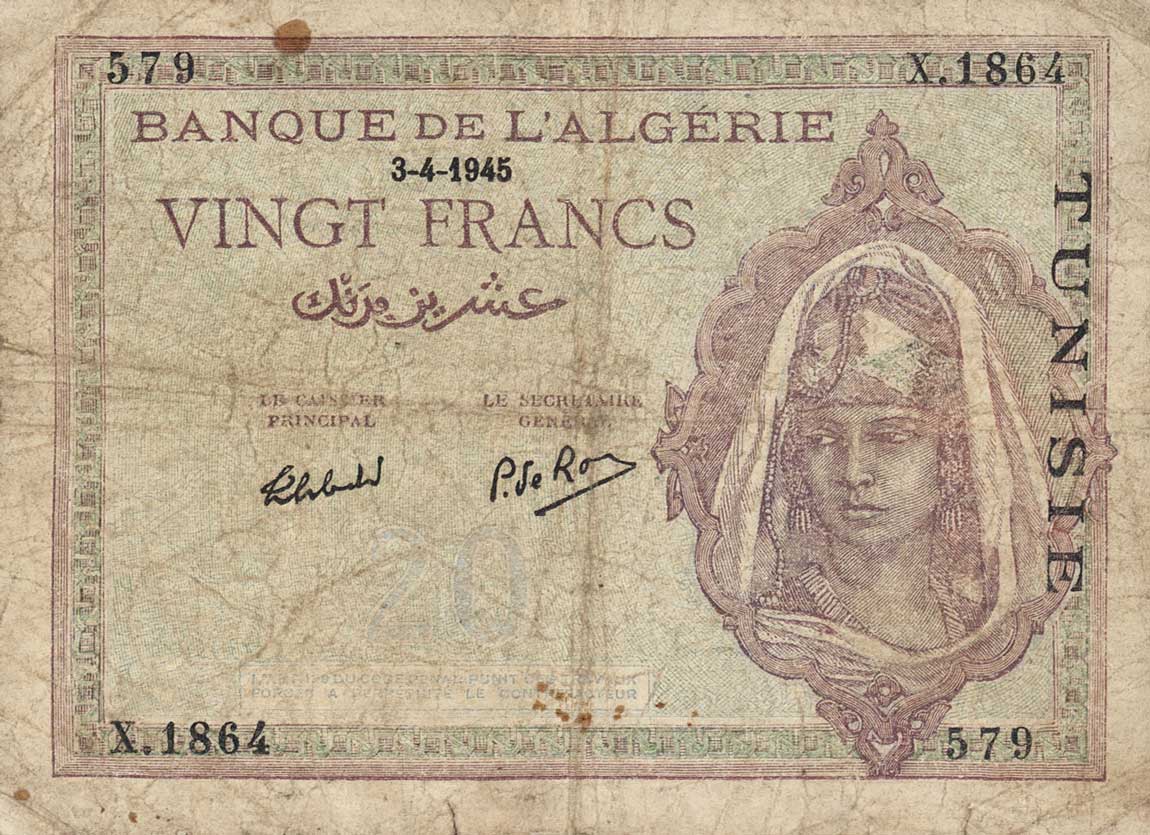 Front of Tunisia p18: 20 Francs from 1945