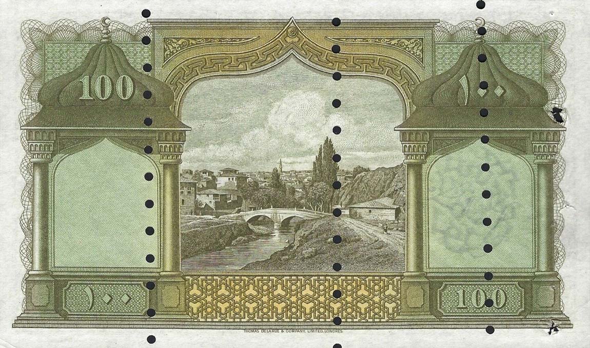 Back of Turkey p123s: 100 Livres from 1926