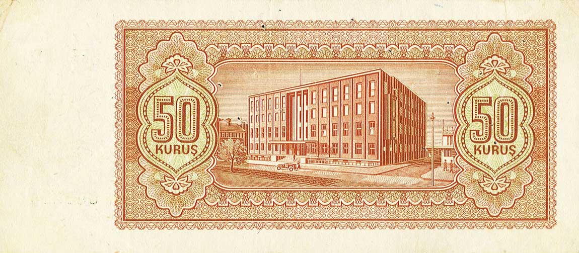Back of Turkey p134a: 50 Kurus from 1944