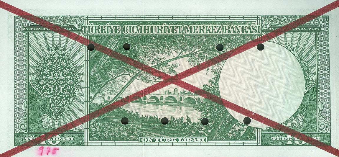 Back of Turkey p156s: 10 Lira from 1951