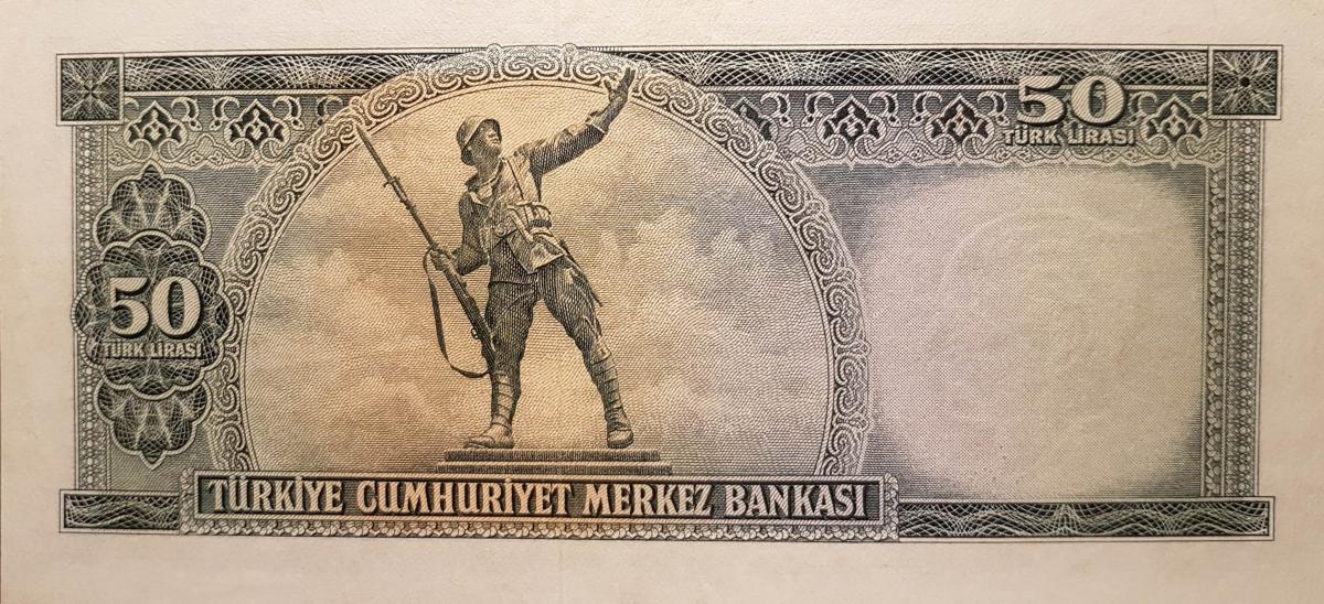 Back of Turkey p165a: 50 Lira from 1957