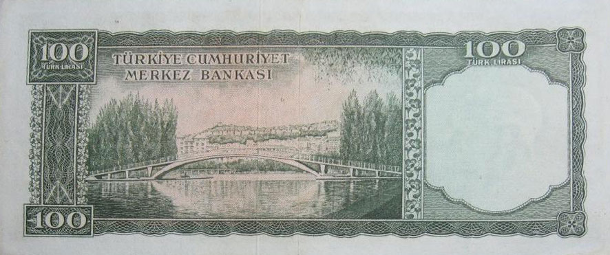 Back of Turkey p169a: 100 Lira from 1951