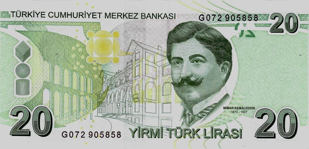 Back of Turkey p224g: 20 Lira from 2022