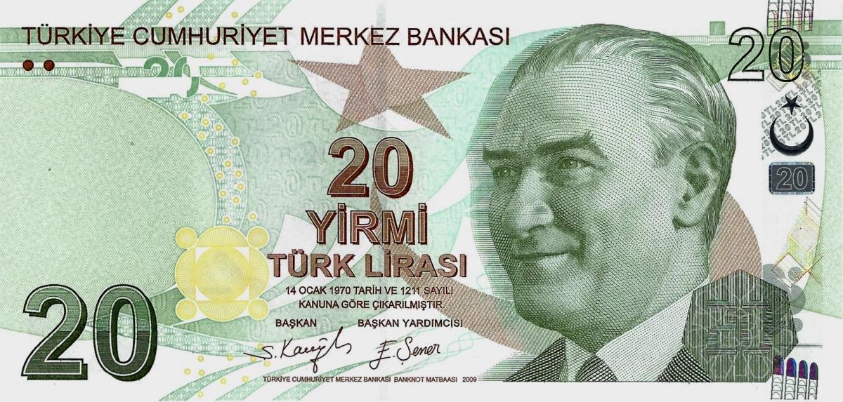 Front of Turkey p224g: 20 Lira from 2022