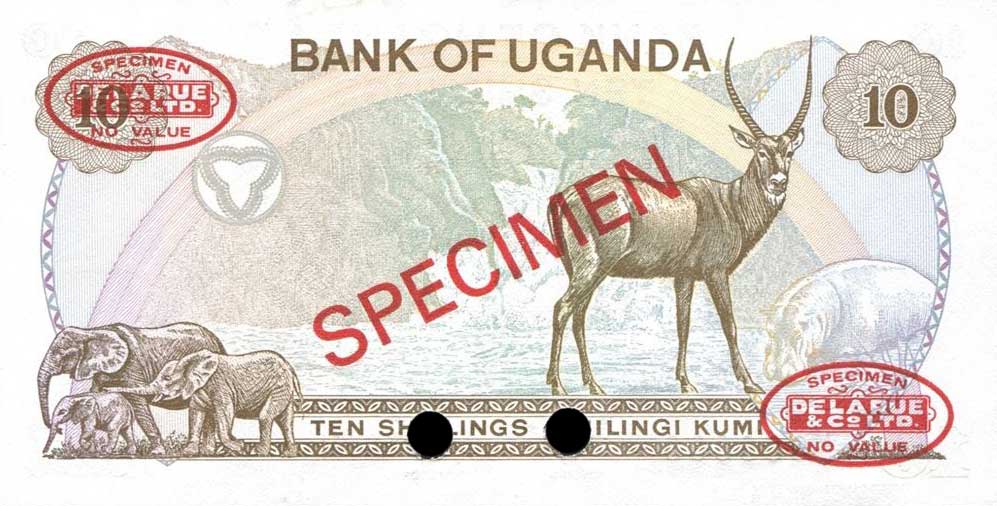 Back of Uganda p11s: 10 Shillings from 1979