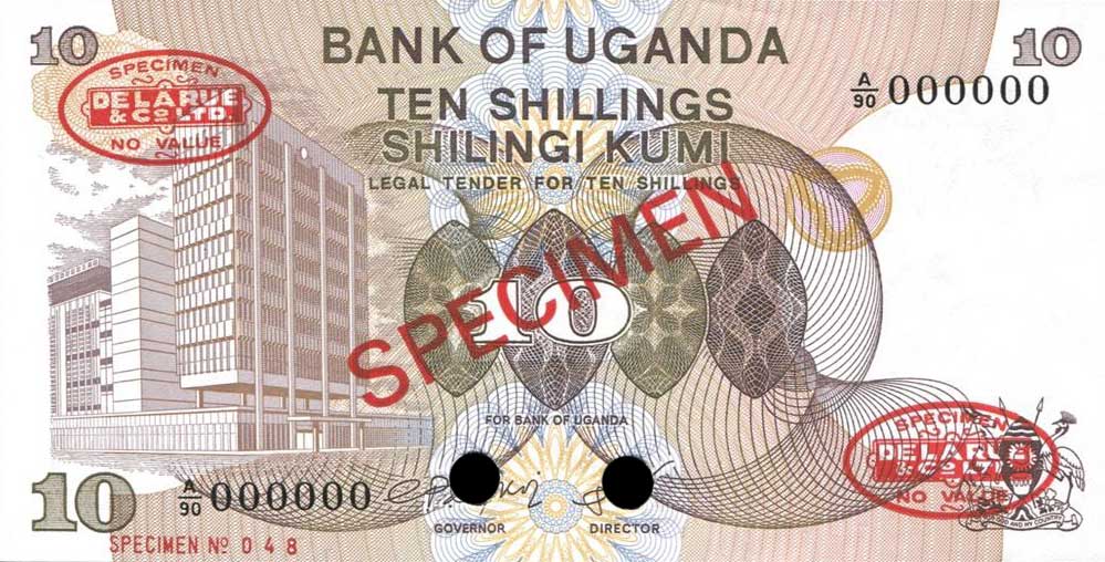 Front of Uganda p11s: 10 Shillings from 1979