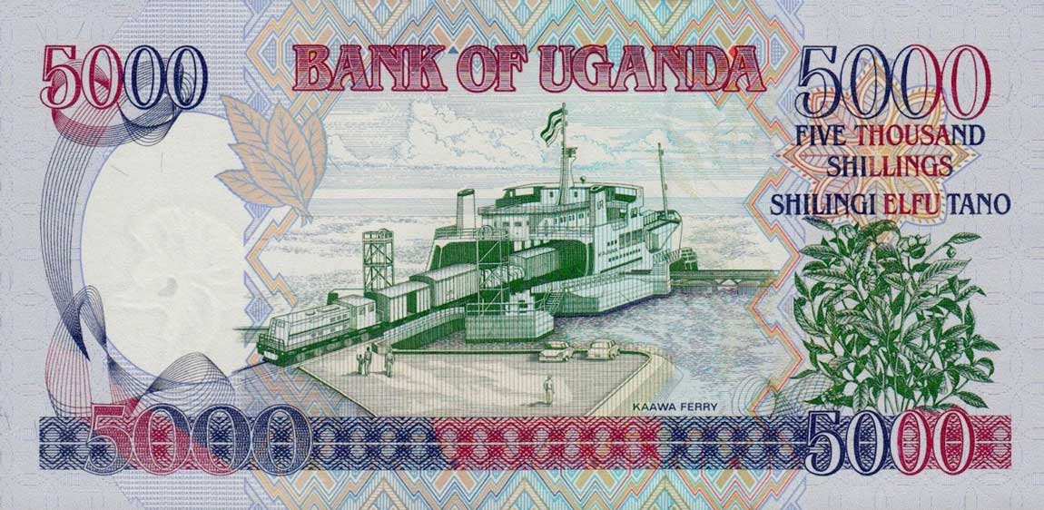 Back of Uganda p44c: 5000 Shillings from 2008