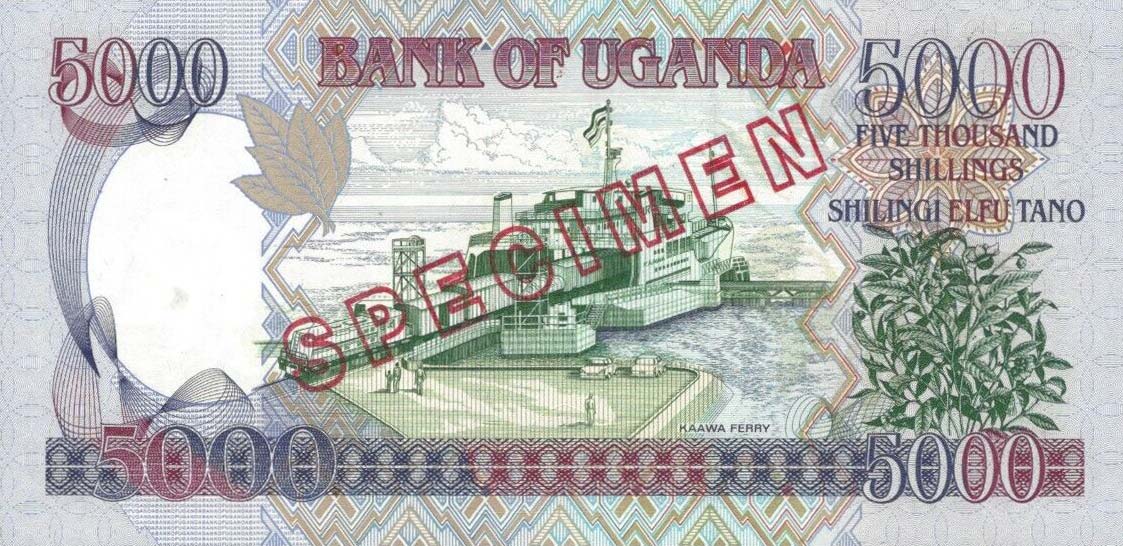 Back of Uganda p44s: 5000 Shillings from 2004
