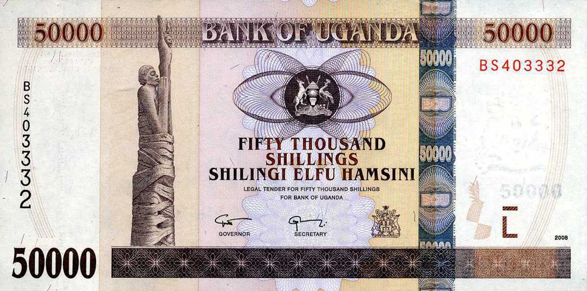 Front of Uganda p47c: 50000 Shillings from 2008