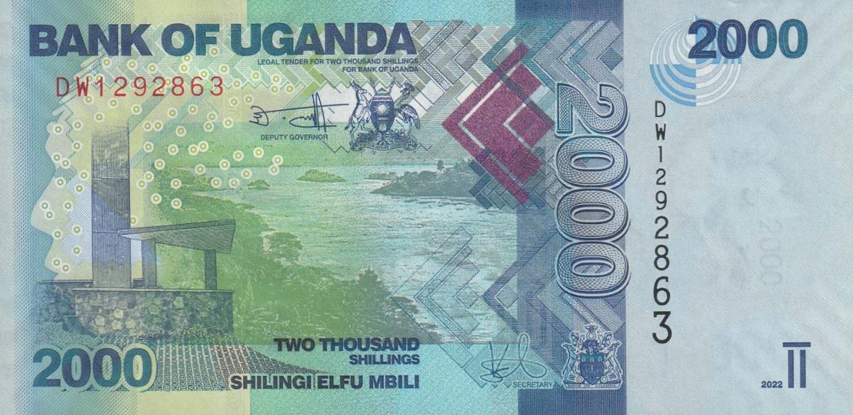 Front of Uganda p50g: 2000 Shillings from 2022