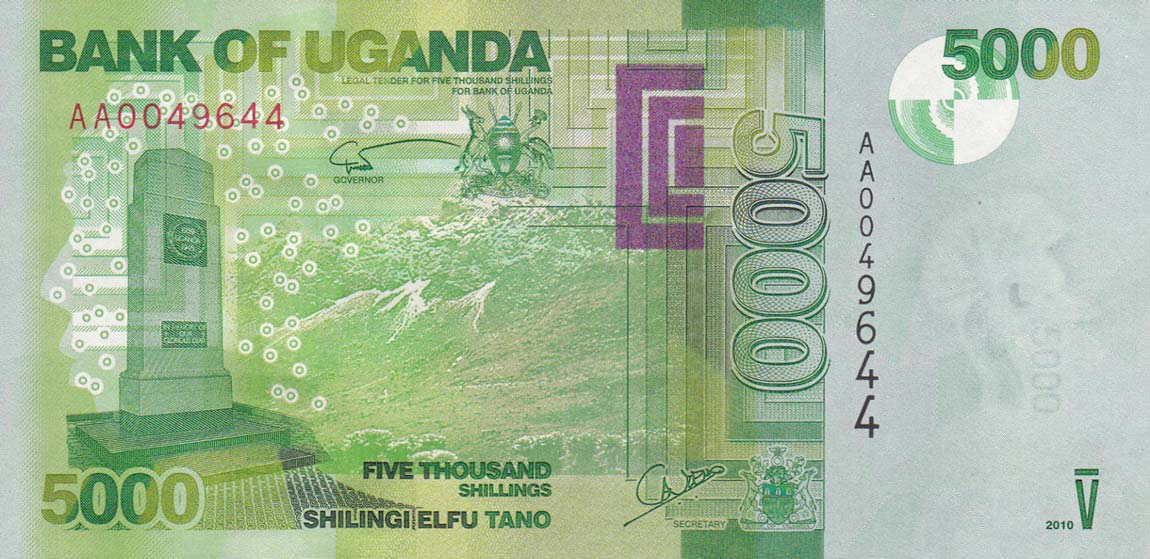 Front of Uganda p51a: 5000 Shillings from 2010