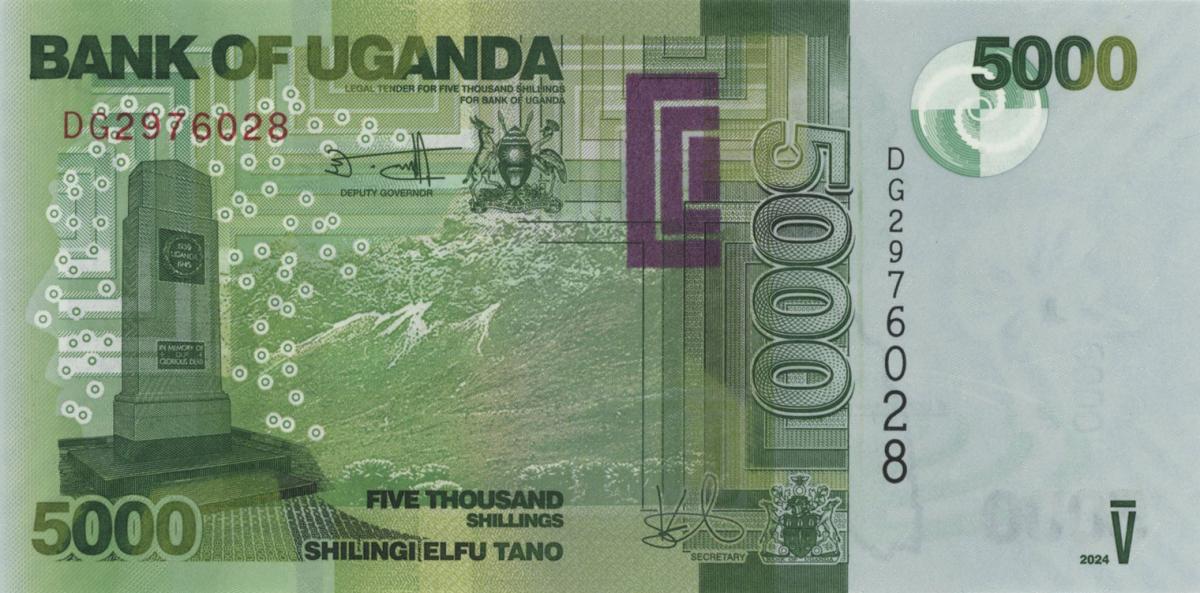 Front of Uganda p51i: 5000 Shillings from 2024
