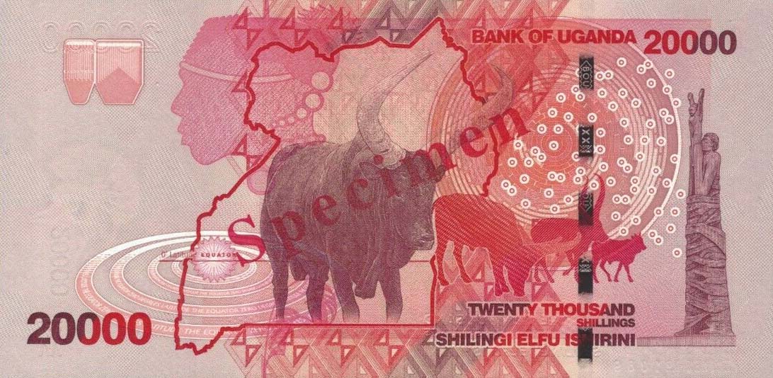 Back of Uganda p53s: 20000 Shillings from 2010