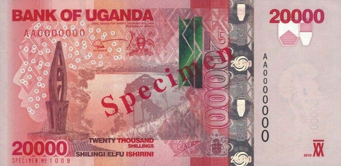 Front of Uganda p53s: 20000 Shillings from 2010