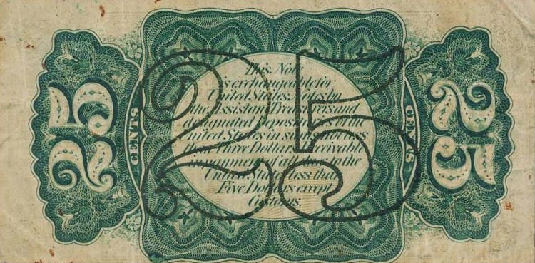 Back of United States p109a: 25 Cents from 1863
