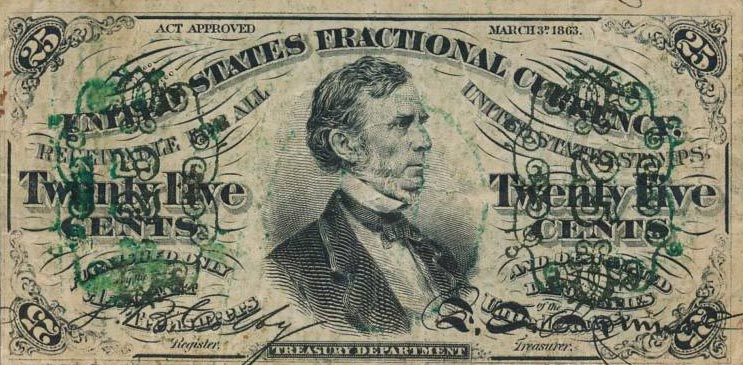 Front of United States p109a: 25 Cents from 1863