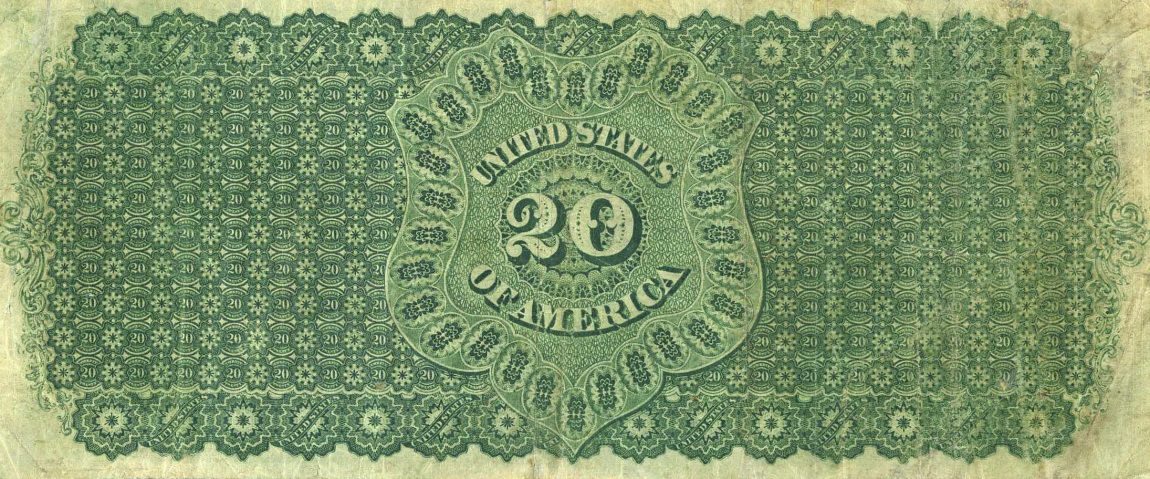 Back of United States p127b: 20 Dollars from 1861