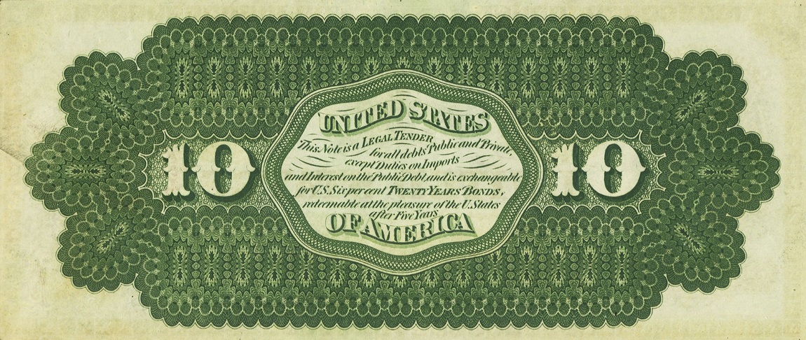 Back of United States p131a: 10 Dollars from 1862