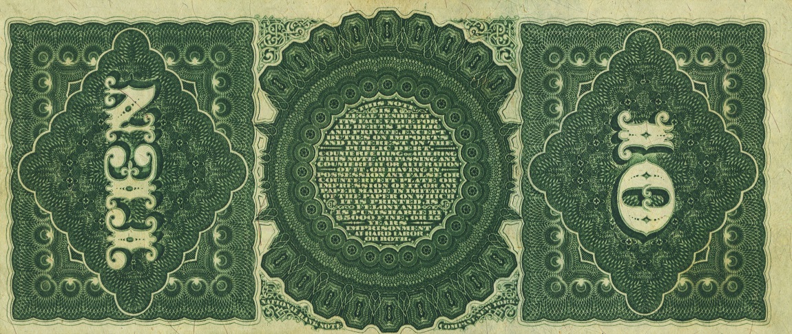 Back of United States p147: 10 Dollars from 1869