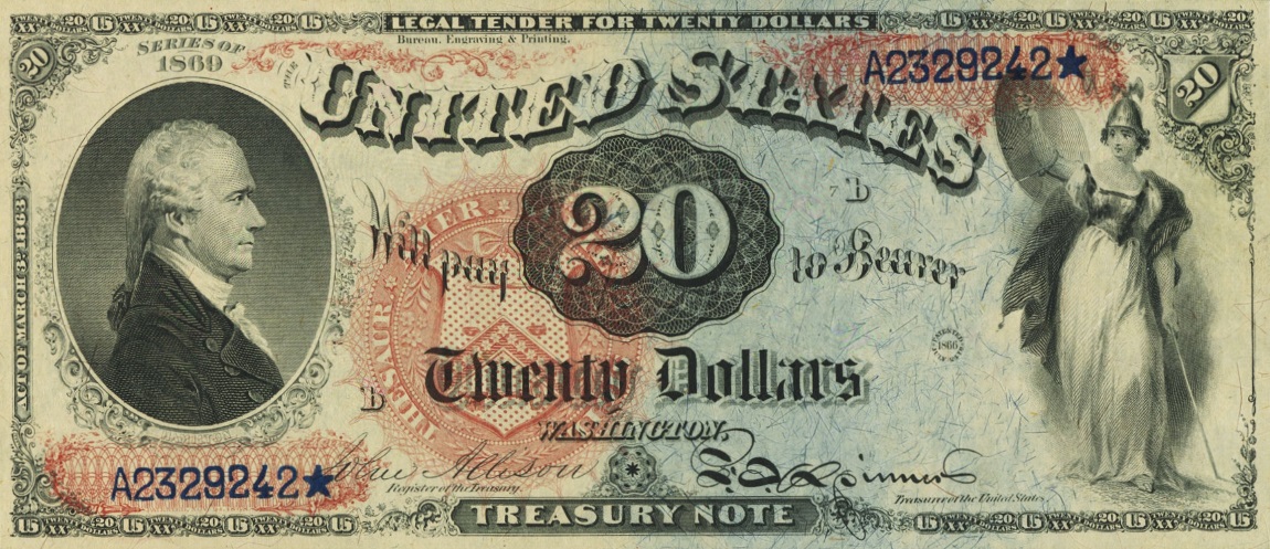 Front of United States p148: 20 Dollars from 1869
