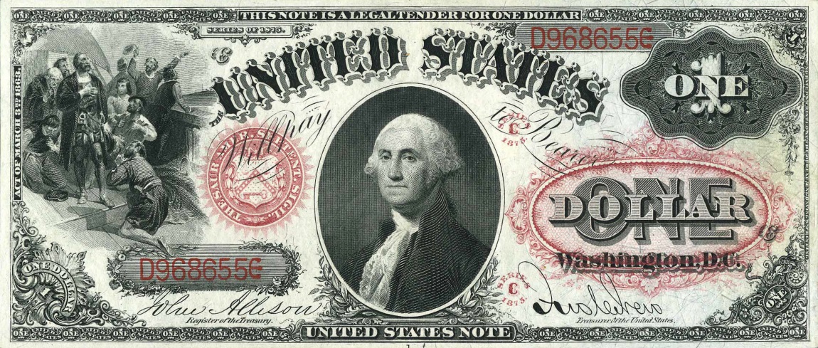 Front of United States p157d: 1 Dollar from 1875