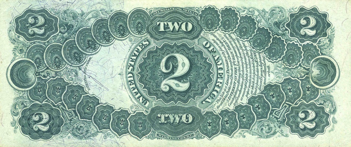 Back of United States p158a: 2 Dollars from 1875