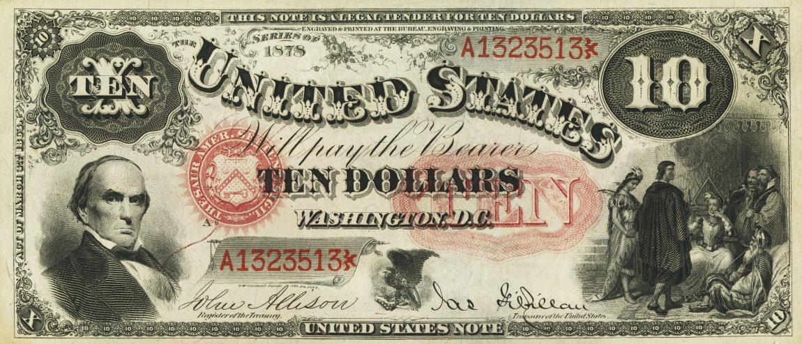 Front of United States p168: 10 Dollars from 1878