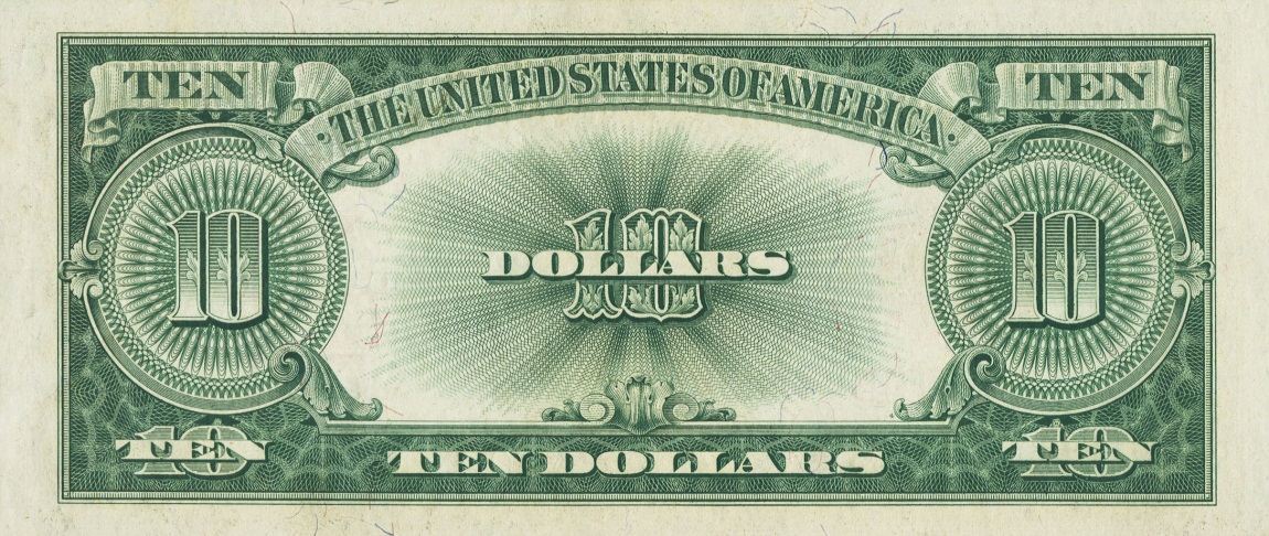 Back of United States p190: 10 Dollars from 1923