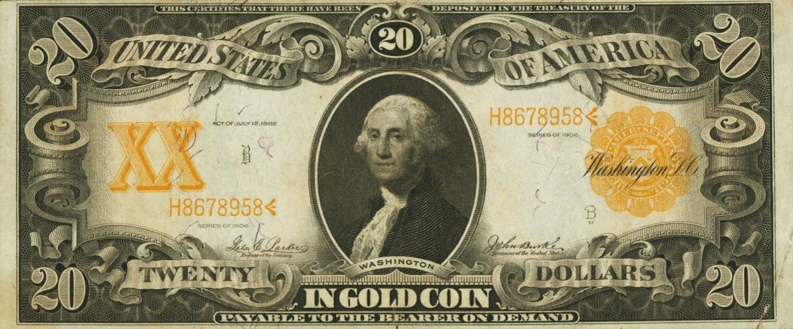 Front of United States p270: 20 Dollars from 1906