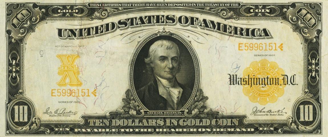 Front of United States p271: 10 Dollars from 1907