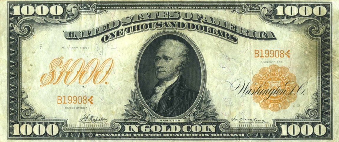 Front of United States p272: 1000 Dollars from 1907