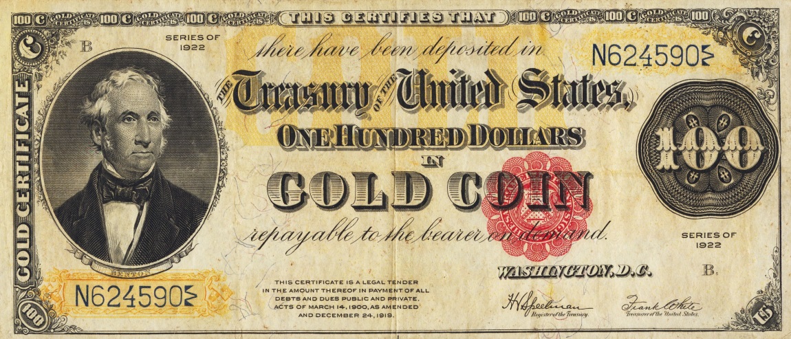 Front of United States p277: 100 Dollars from 1922