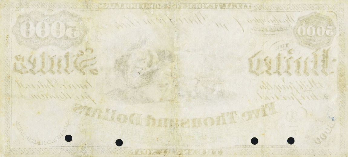 Back of United States p295: 5000 Dollars from 1864