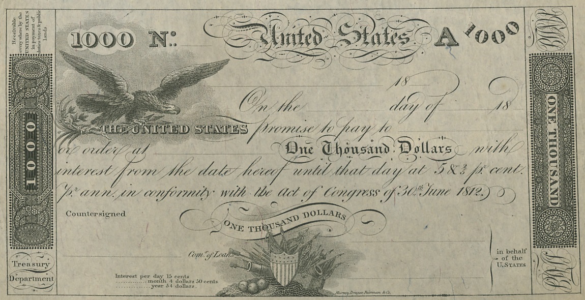 Front of United States p2: 1000 Dollars from 1812