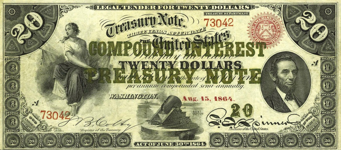 Front of United States p302: 20 Dollars from 1864