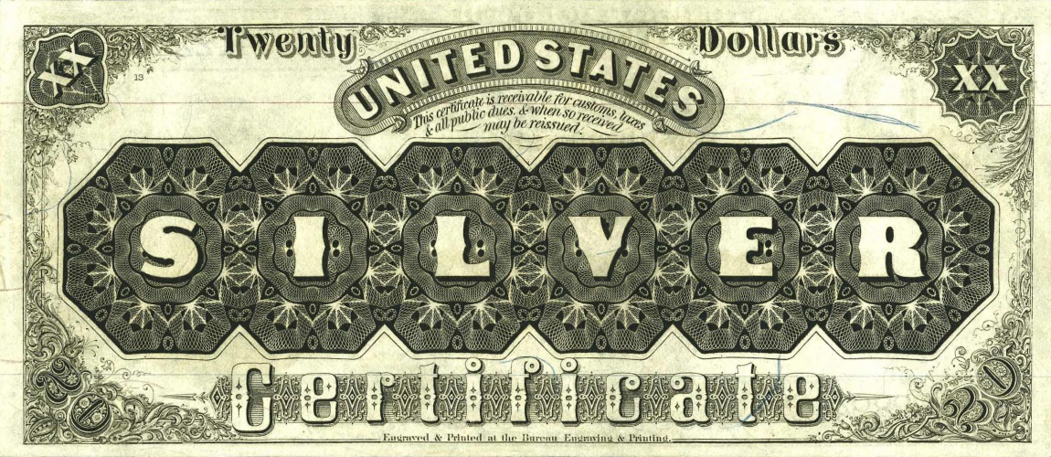 Back of United States p316b: 20 Dollars from 1880