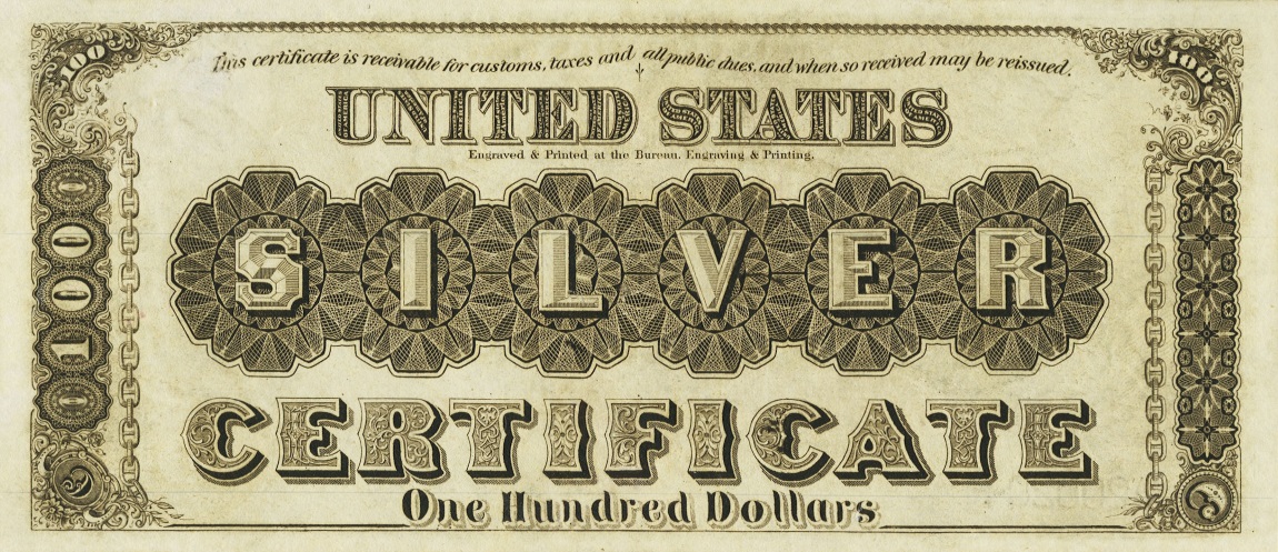 Back of United States p318: 100 Dollars from 1880