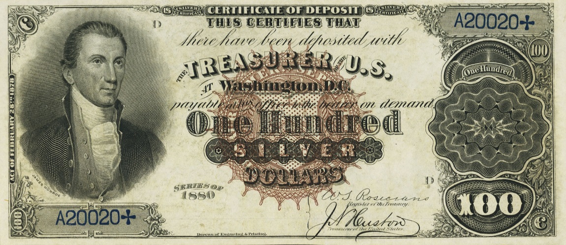 Front of United States p318: 100 Dollars from 1880