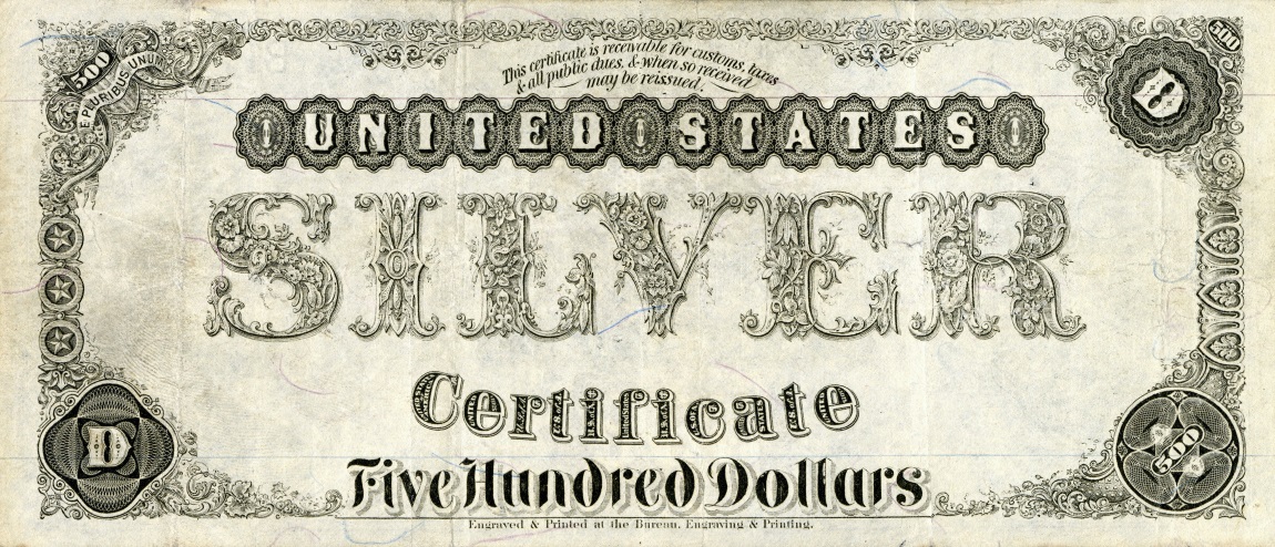 Back of United States p319: 500 Dollars from 1880
