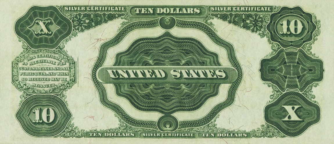 Back of United States p329: 10 Dollars from 1891