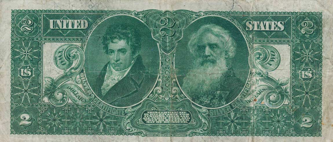 Back of United States p336: 2 Dollars from 1896