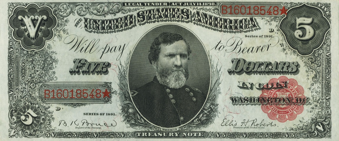 Front of United States p353: 5 Dollars from 1891