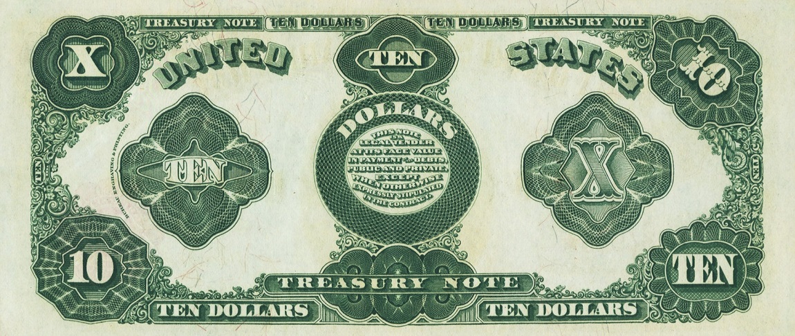 Back of United States p354: 10 Dollars from 1891