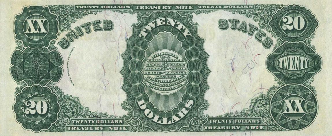 Back of United States p355: 20 Dollars from 1891